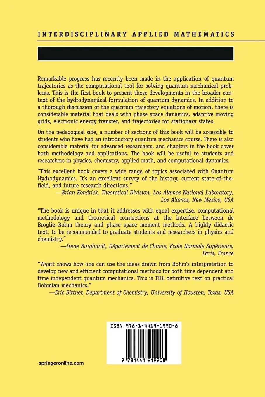Rückseite: 9781441919908 | Quantum Dynamics with Trajectories | Robert E. Wyatt | Taschenbuch
