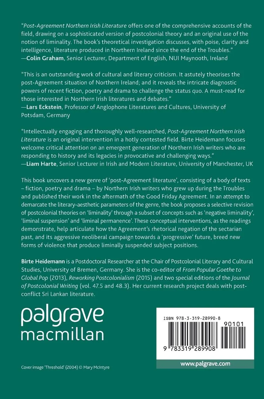 Rückseite: 9783319289908 | Post-Agreement Northern Irish Literature | Lost in a Liminal Space?