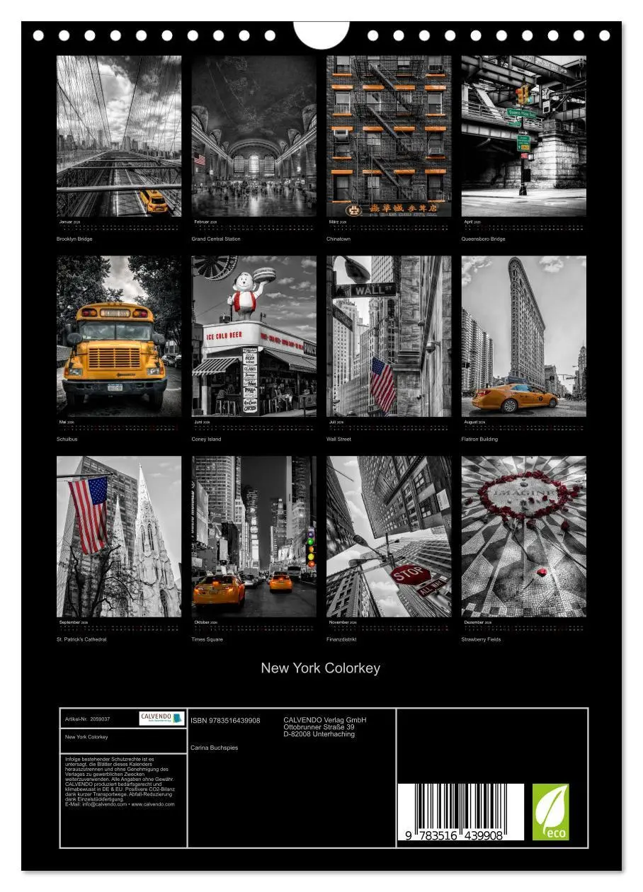 Bild: 9783516439908 | New York Colorkey (Wandkalender 2026 DIN A4 hoch), CALVENDO...
