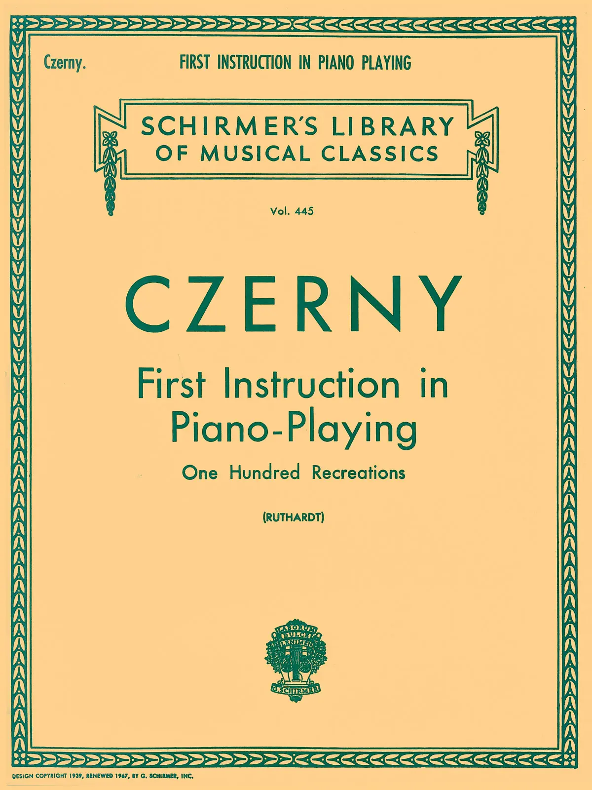 Cover: 73999550009 | First Instruction In Piano Playing | 100 Recreations | Carl Czerny