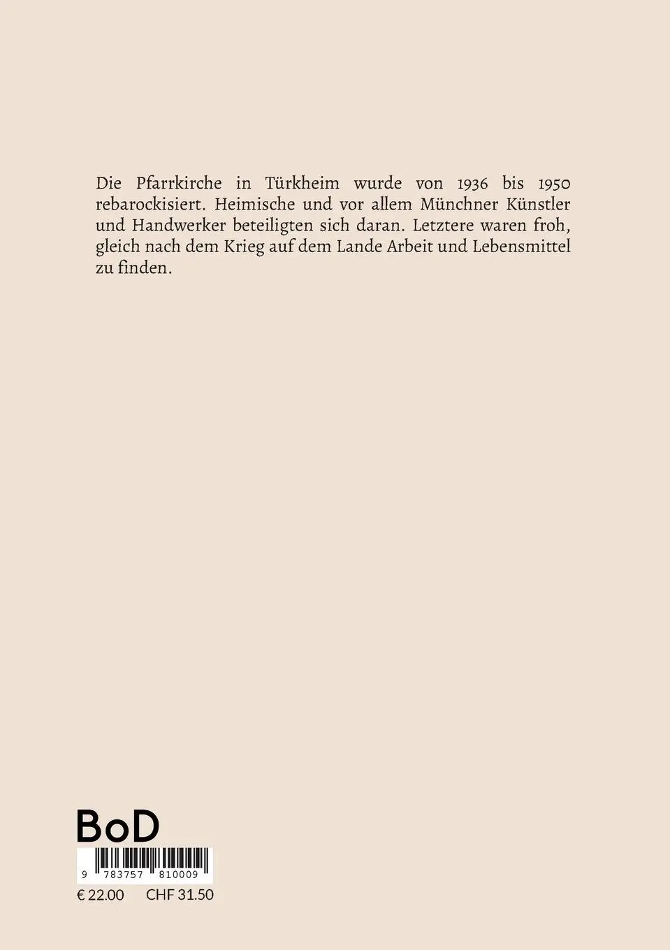 Rückseite: 9783757810009 | Die Rebarockisierung der Türkheimer Pfarrkirche | Alois Epple | Buch