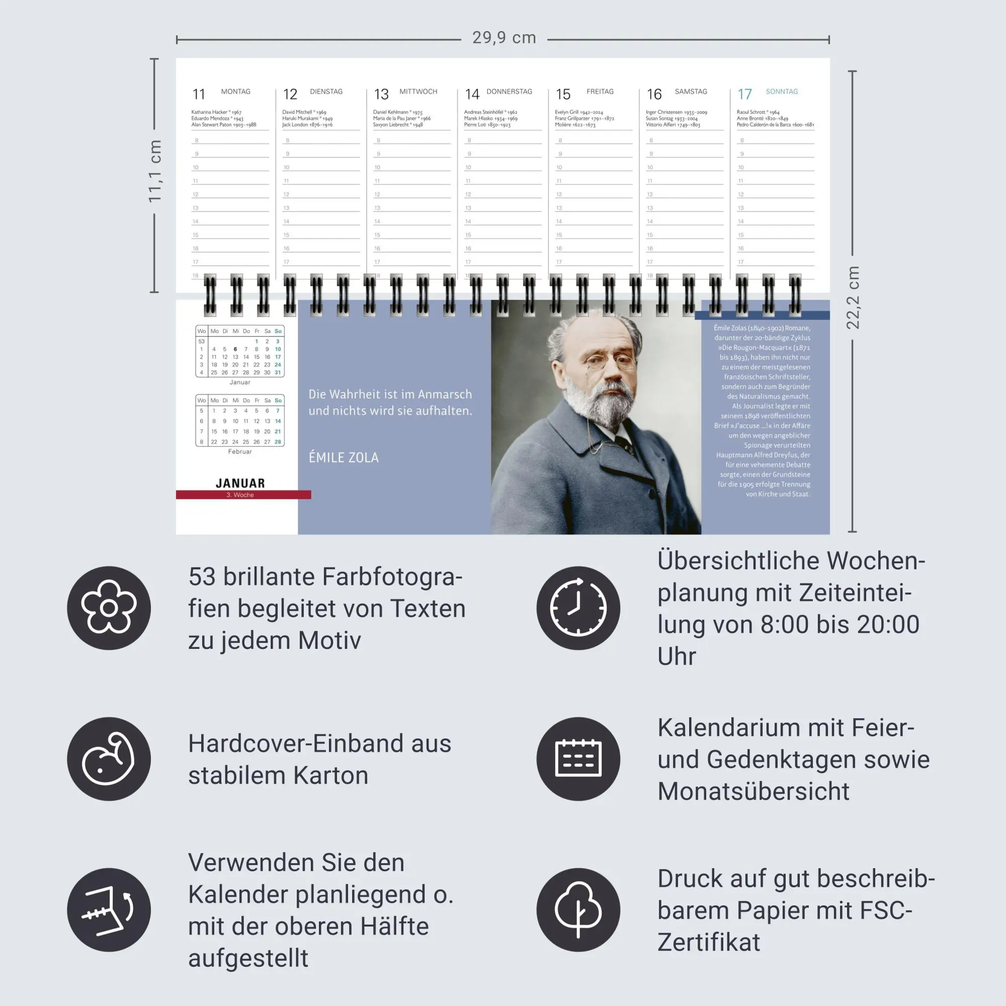 Bild: 9783840040009 | Der literarische Premium-Tischplaner 2027 - Wochenkalender mit...