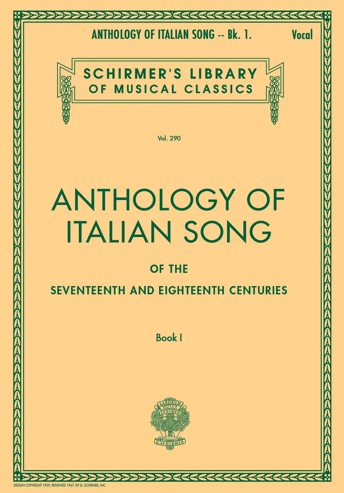 Cover: 73999540109 | Anthology of Italian Song of the 17th and 18th Centuries - Book I
