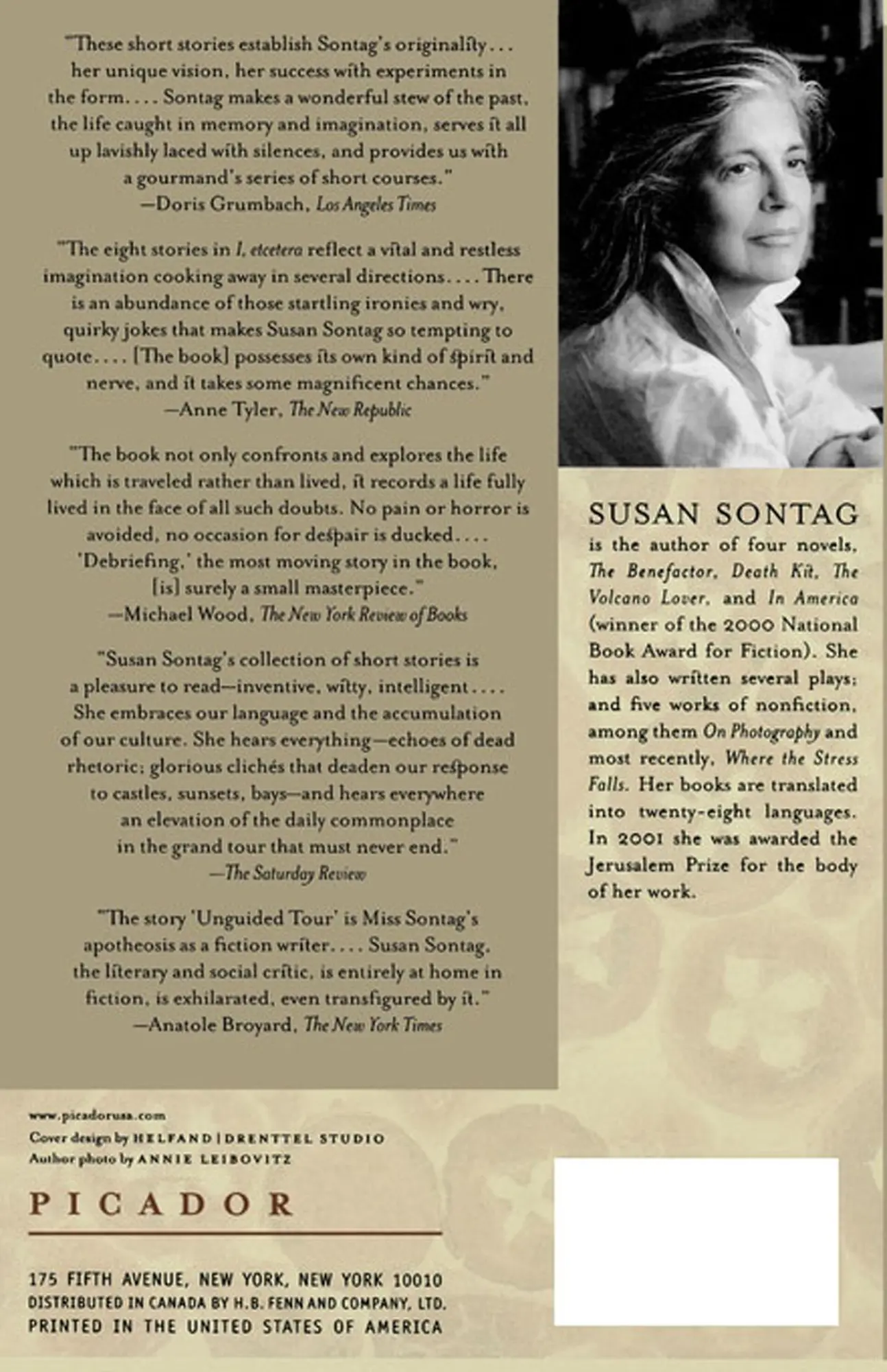 Rückseite: 9780312420109 | I, Etcetera | Susan Sontag | Taschenbuch | Kartoniert / Broschiert