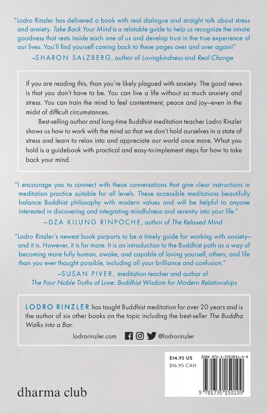 Rückseite: 9781735150109 | Take Back Your Mind | Lodro Rinzler | Taschenbuch | Englisch | 2021