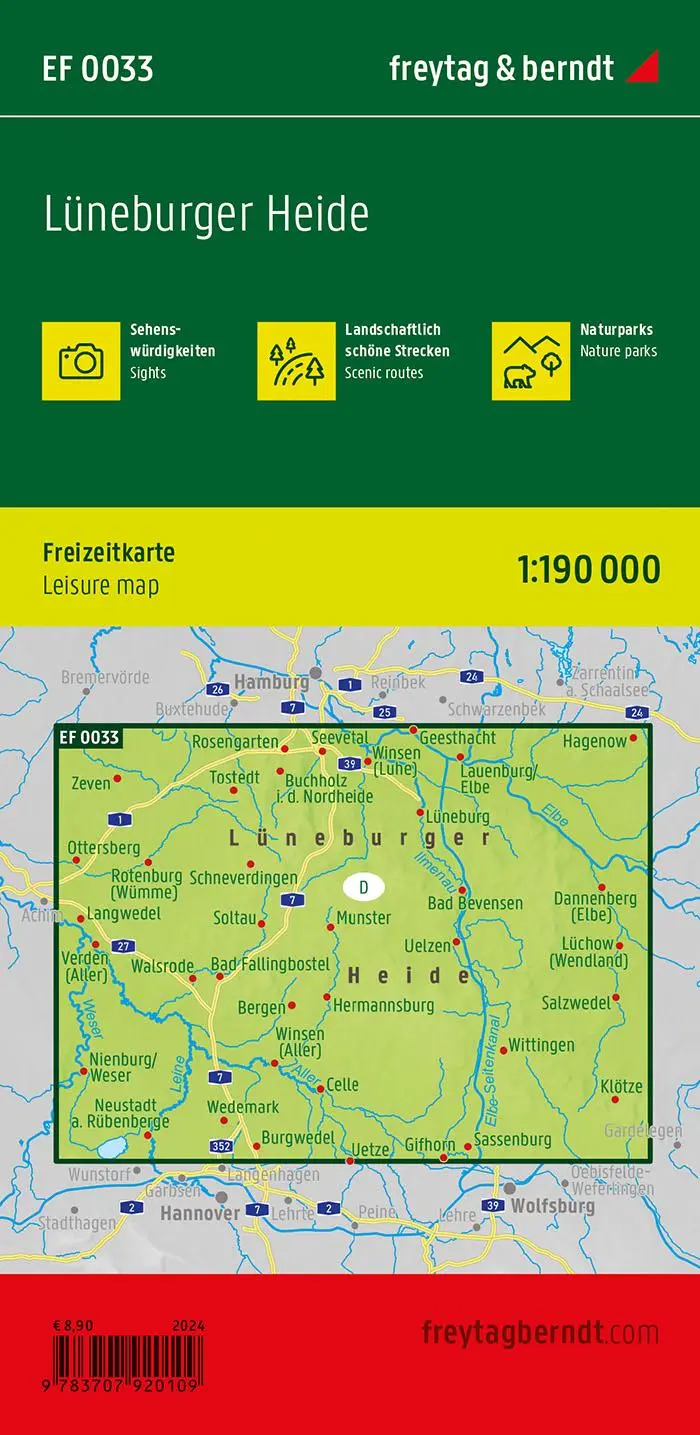Rückseite: 9783707920109 | freytag &amp; berndt Freizeitkarte Lüneburger Heide 1:190.000 | Berndt