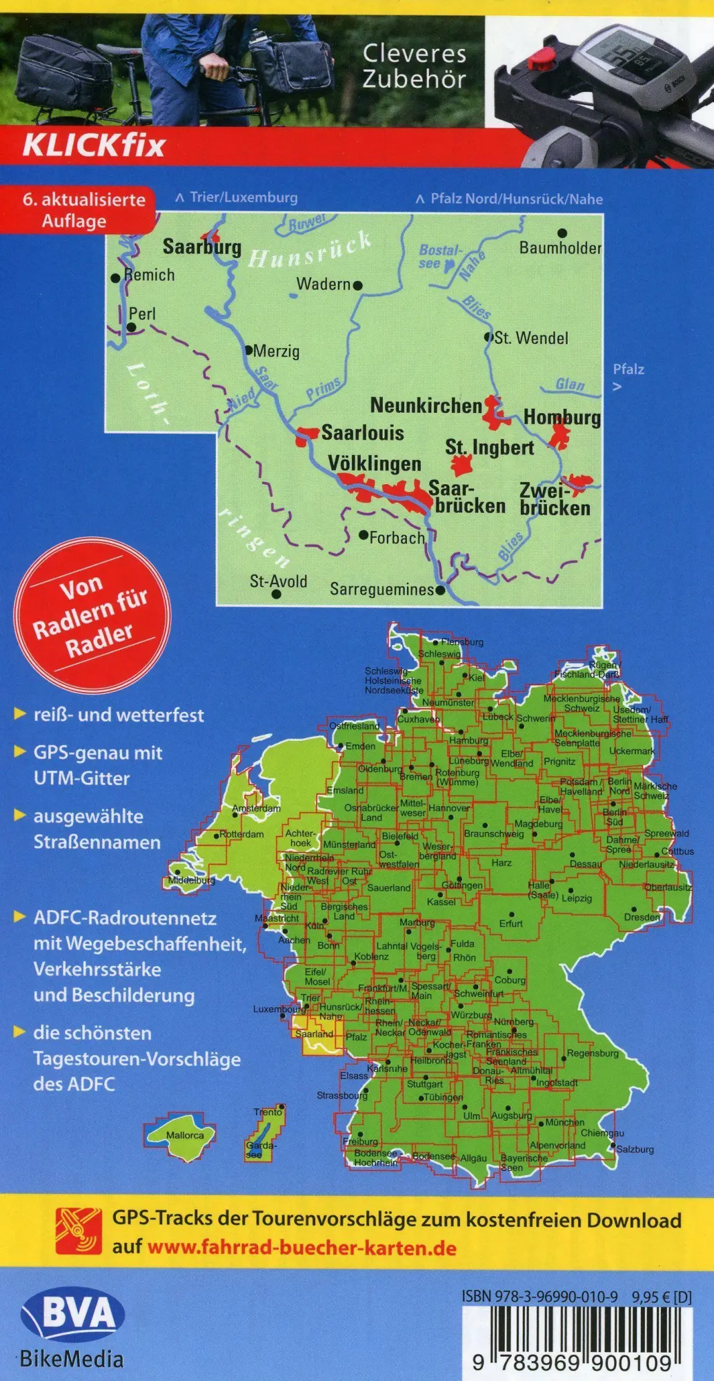 Bild: 9783969900109 | ADFC-Regionalkarte Saarland, 1:75.000, mit Tagestourenvorschlägen,...