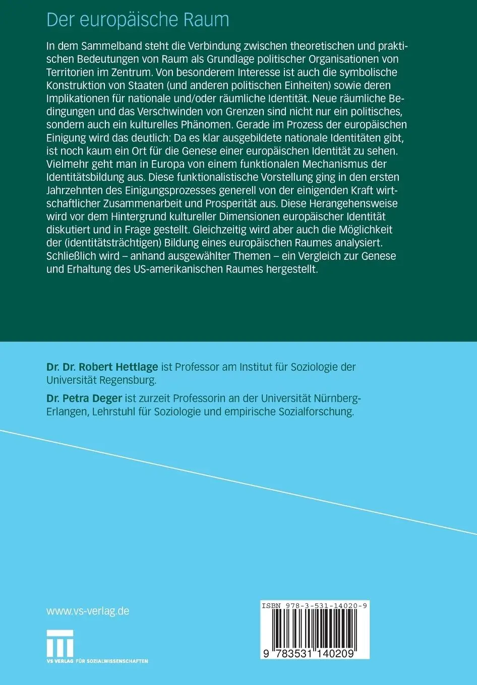 Rückseite: 9783531140209 | Der europäische Raum | Die Konstruktion europäischer Grenzen | Buch