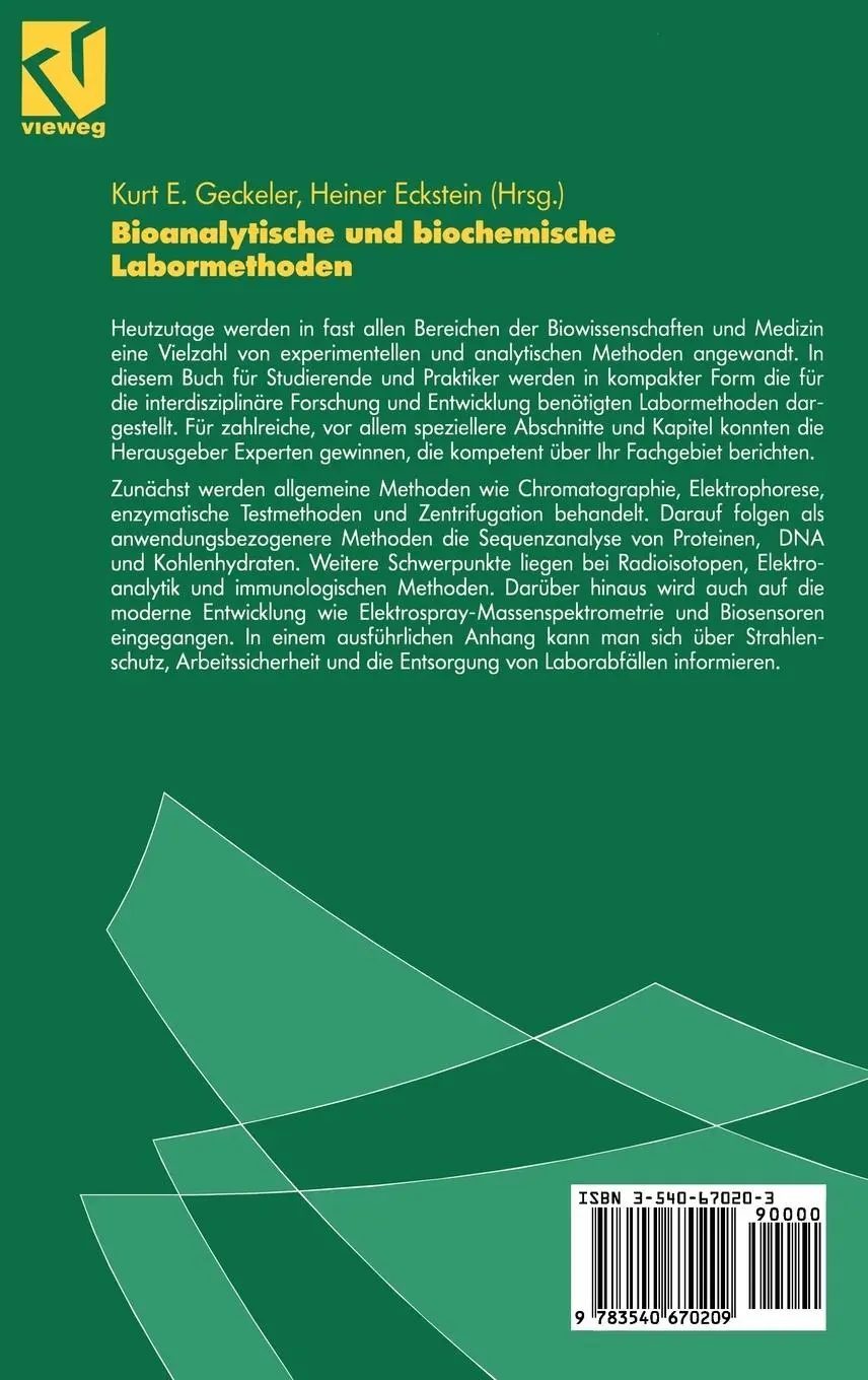 Rückseite: 9783540670209 | Bioanalytische und biochemische Labormethoden | Eckstein (u. a.) | xii