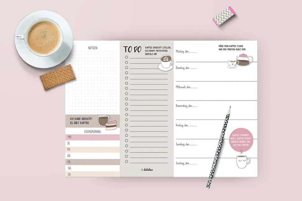 Bild: 4260615910309 | Wochenplaner Kaffee-Liebhaber | Kalender-Block ohne Datum | 52 S.