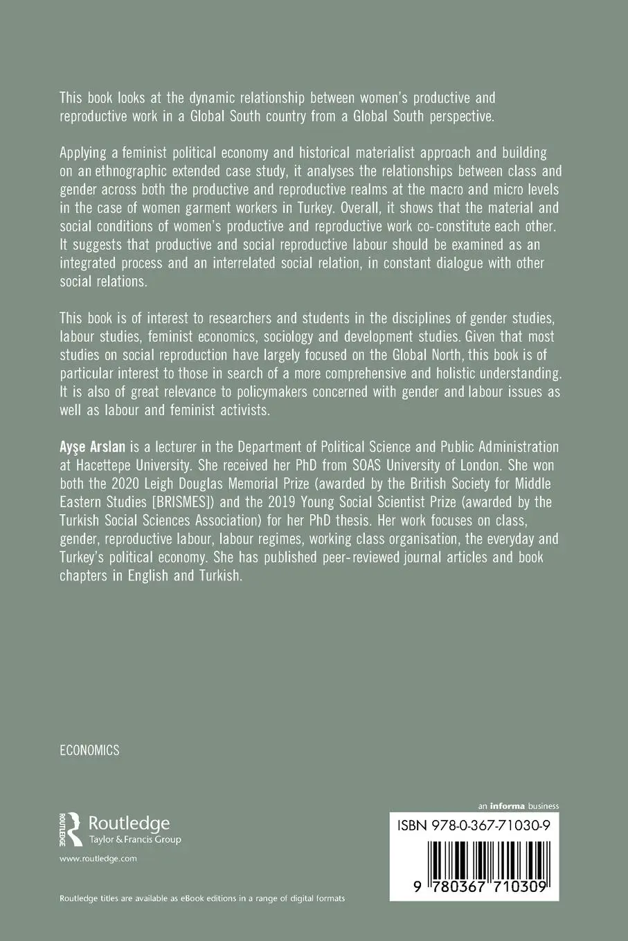Rückseite: 9780367710309 | Women's Productive and Reproductive Labour | Ay¿e Arslan | Taschenbuch