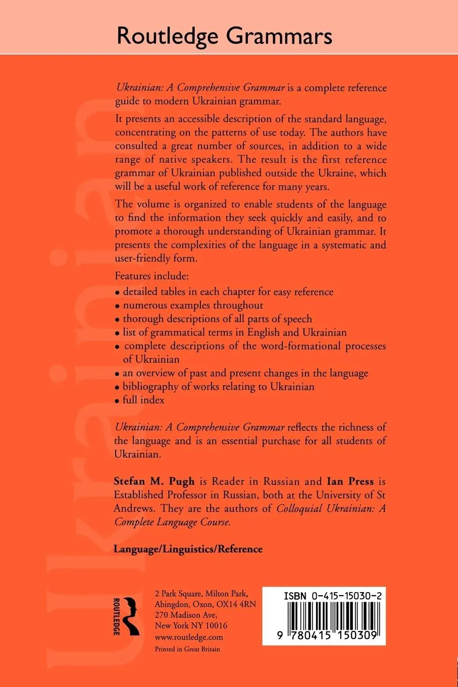 Rückseite: 9780415150309 | Ukrainian: A Comprehensive Grammar | Ian Press (u. a.) | Taschenbuch