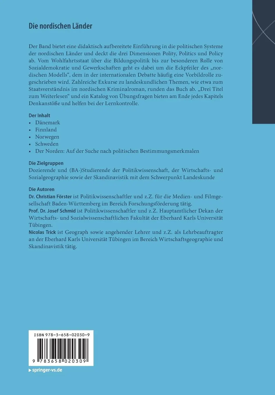 Rückseite: 9783658020309 | Die nordischen Länder | Christian Förster (u. a.) | Taschenbuch | xvi