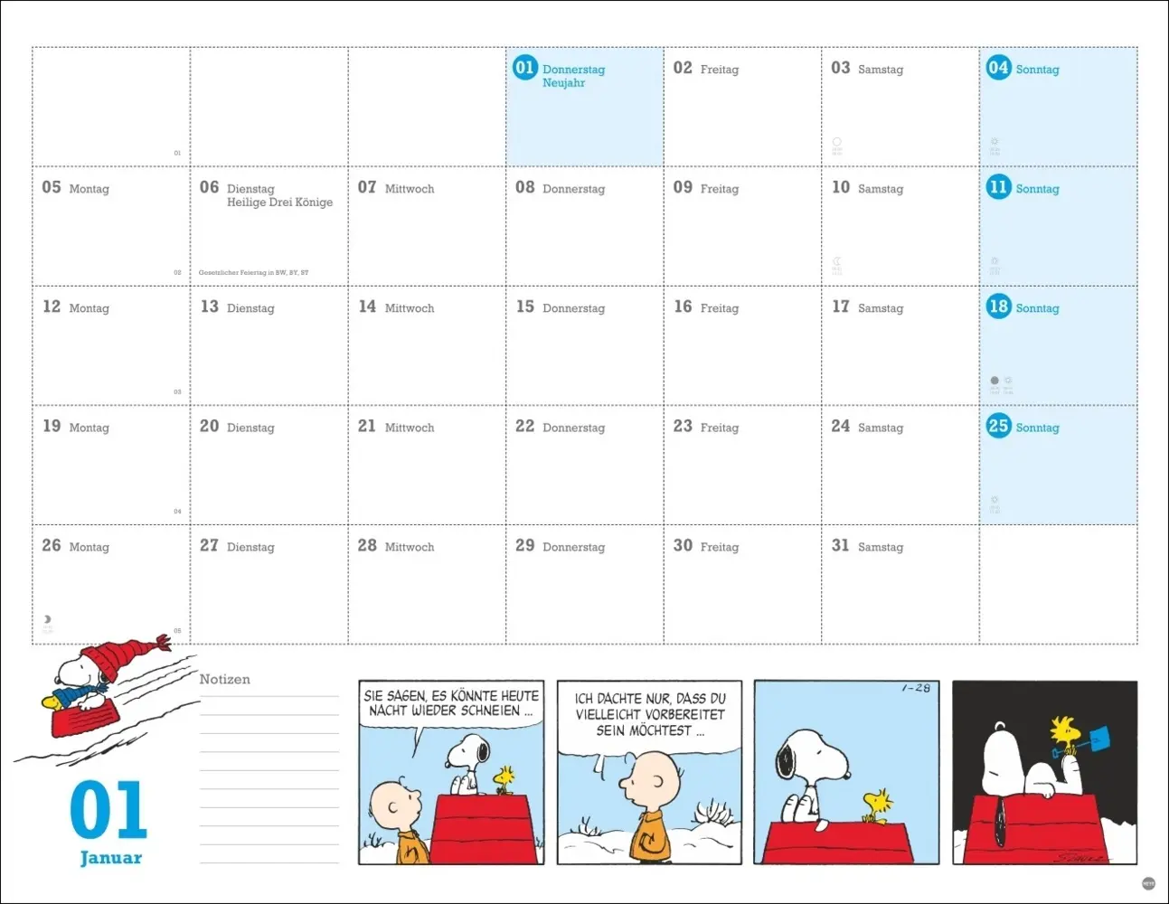 Bild: 9783756410309 | Peanuts Monatsplaner 2026 | Heye | Kalender | Peanuts Kalender Heye