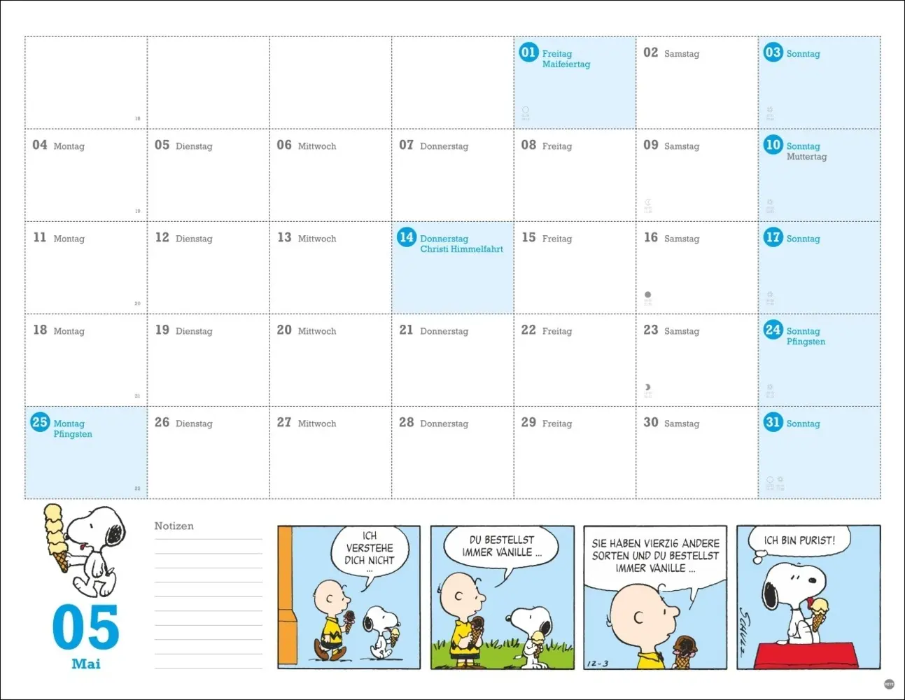 Bild: 9783756410309 | Peanuts Monatsplaner 2026 | Heye | Kalender | Peanuts Kalender Heye