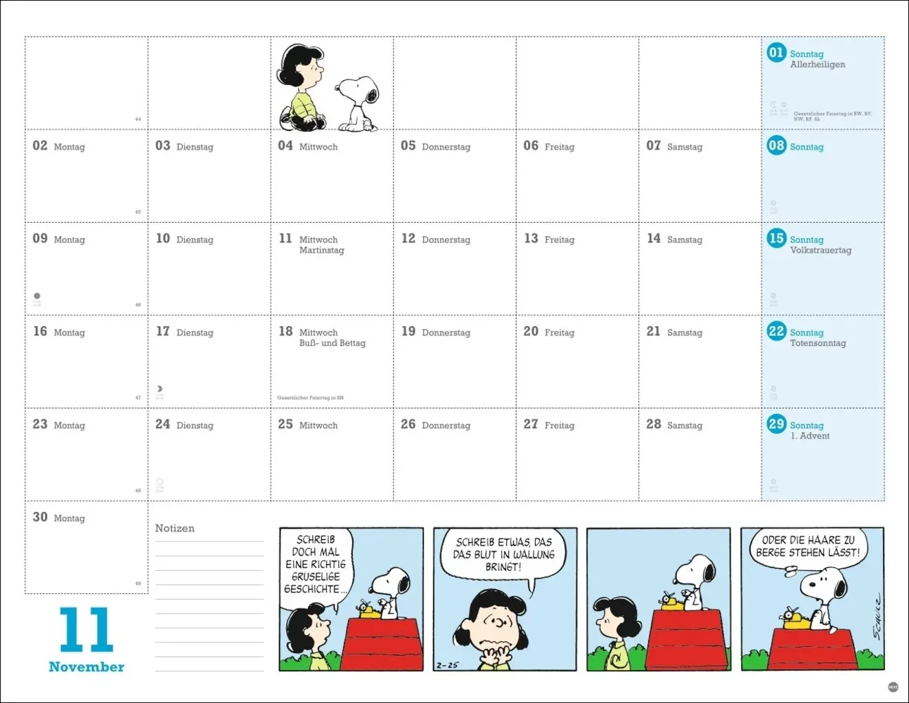 Bild: 9783756410309 | Peanuts Monatsplaner 2026 | Heye | Kalender | Peanuts Kalender Heye