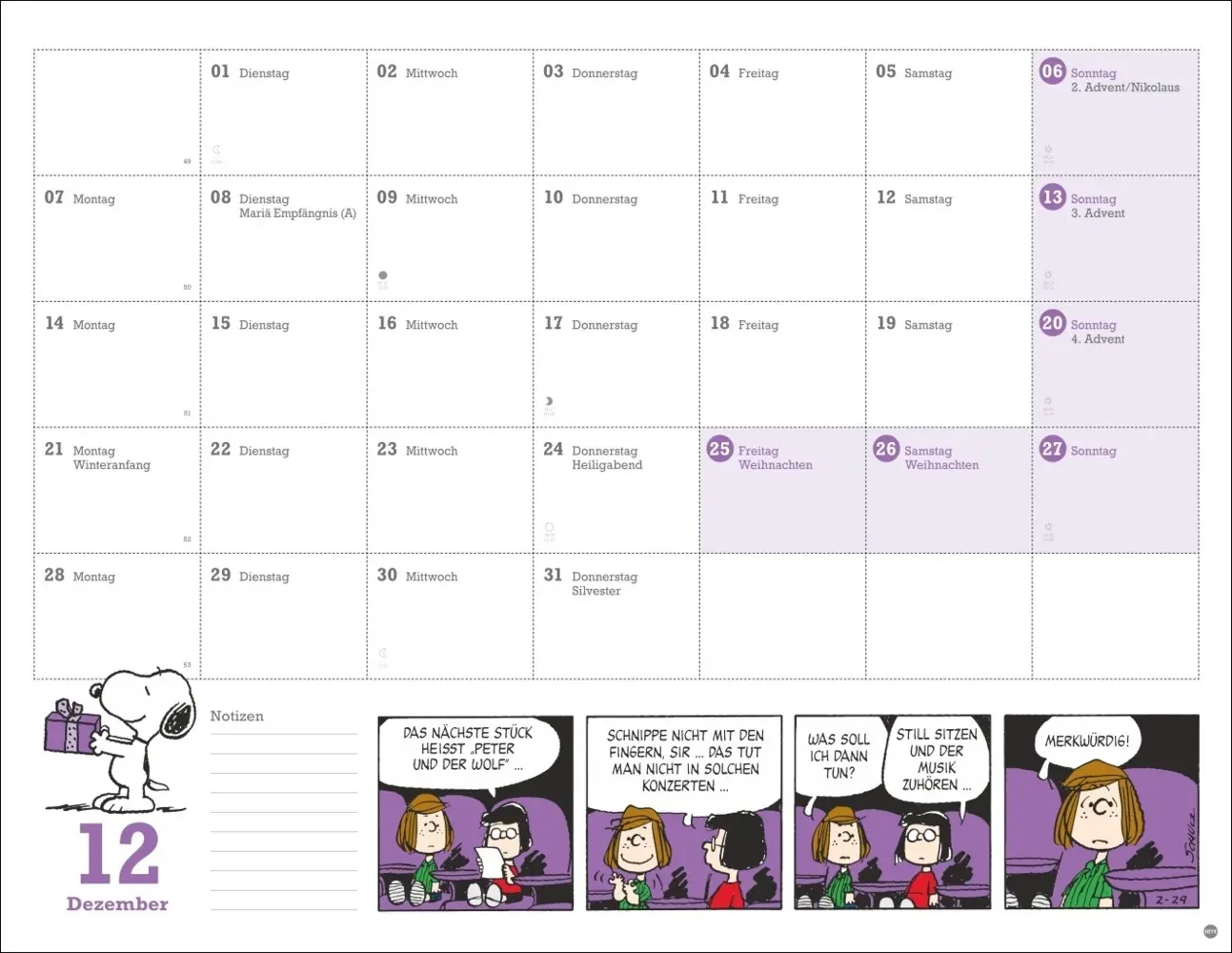 Bild: 9783756410309 | Peanuts Monatsplaner 2026 | Heye | Kalender | Peanuts Kalender Heye