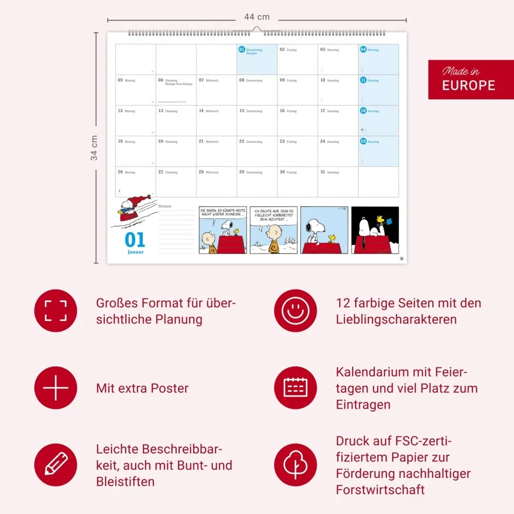 Bild: 9783756410309 | Peanuts Monatsplaner 2026 | Heye | Kalender | Peanuts Kalender Heye