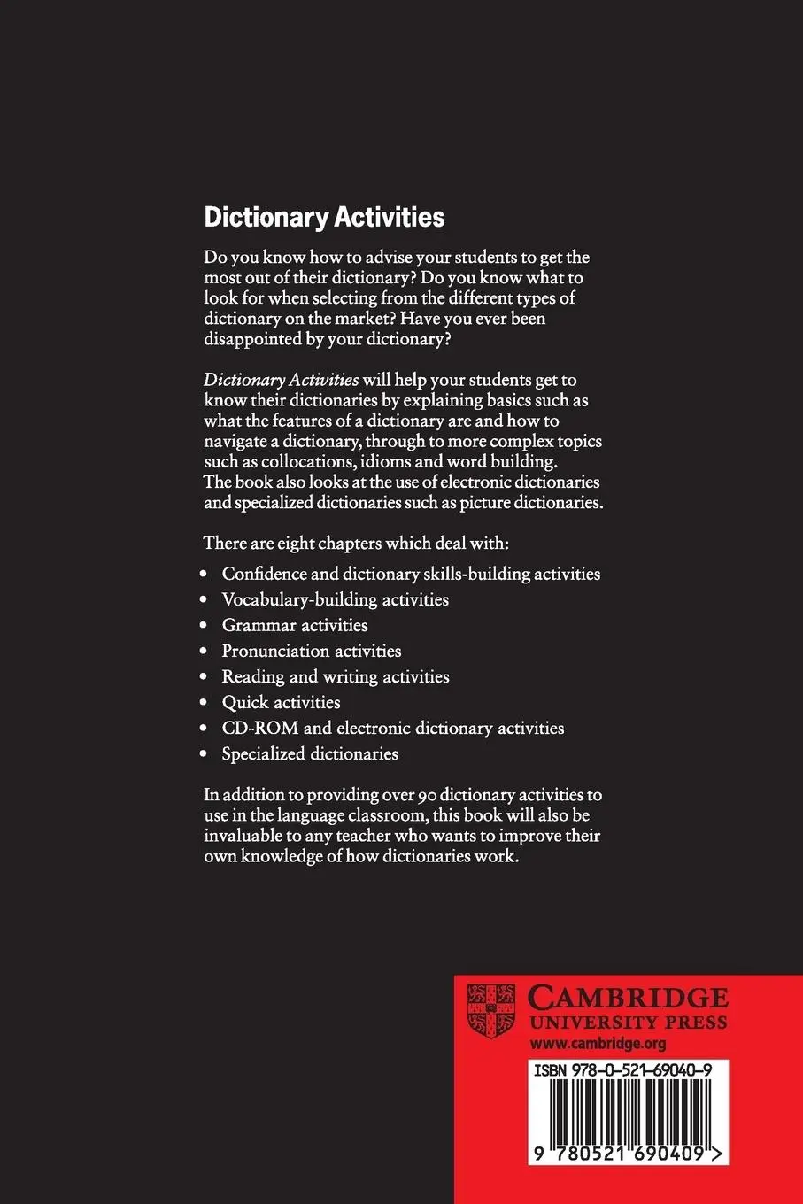 Rückseite: 9780521690409 | Dictionary Activities | Cindy Leaney | Taschenbuch | Englisch | 2007