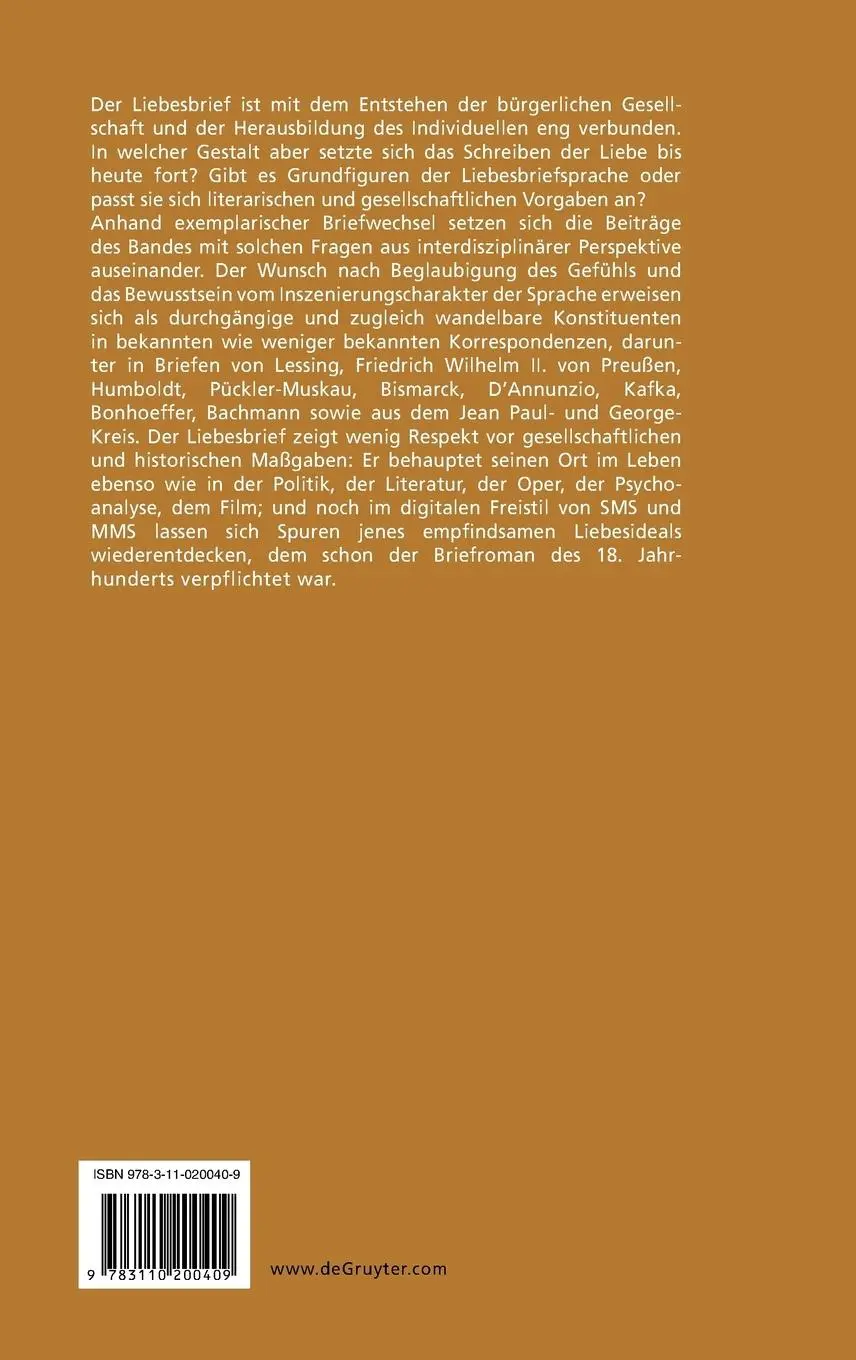 Rückseite: 9783110200409 | Der Liebesbrief | Renate Stauf (u. a.) | Buch | 454 S. | Deutsch