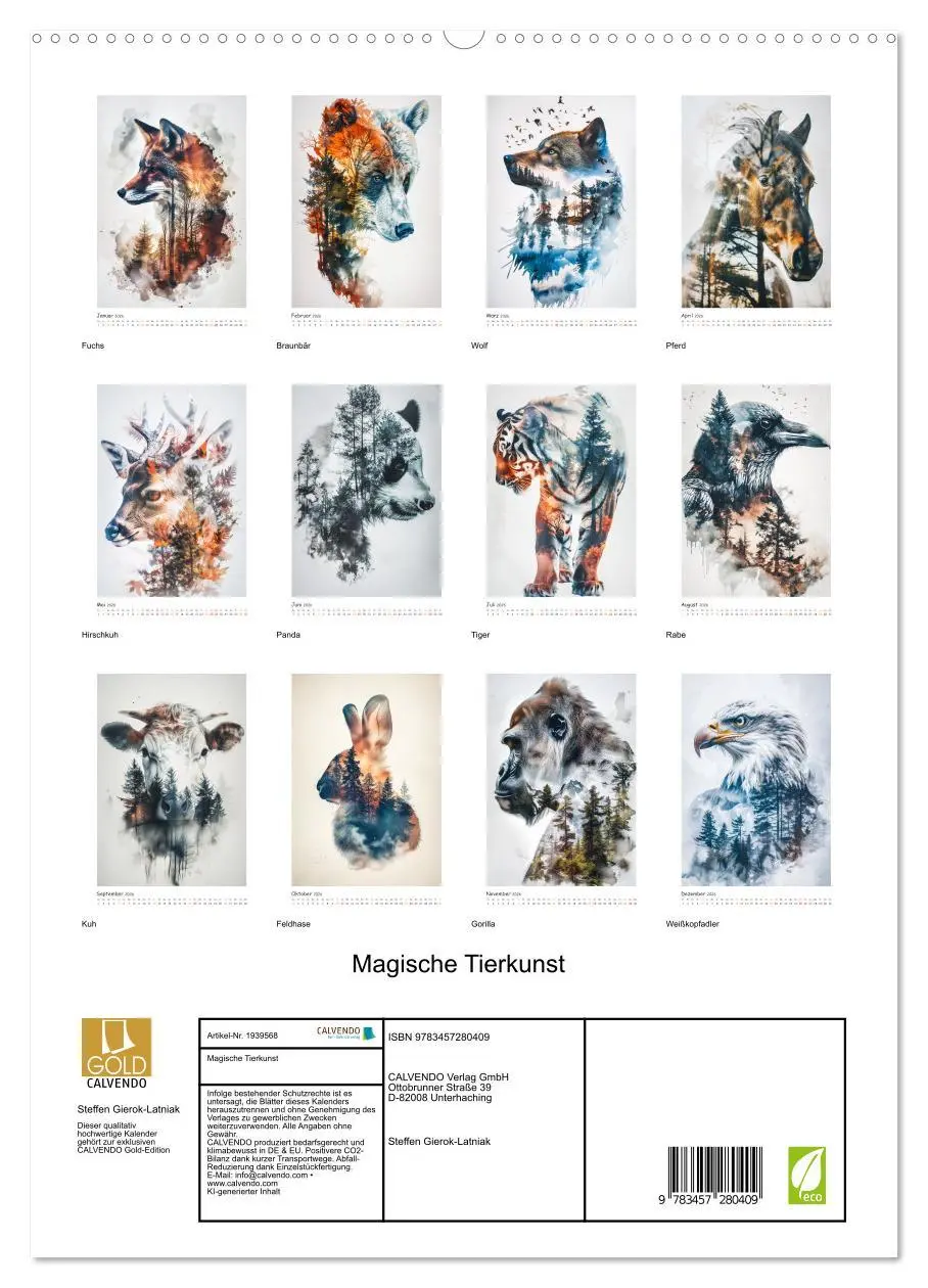 Bild: 9783457280409 | Magische Tierkunst (hochwertiger Premium Wandkalender 2026 DIN A2...