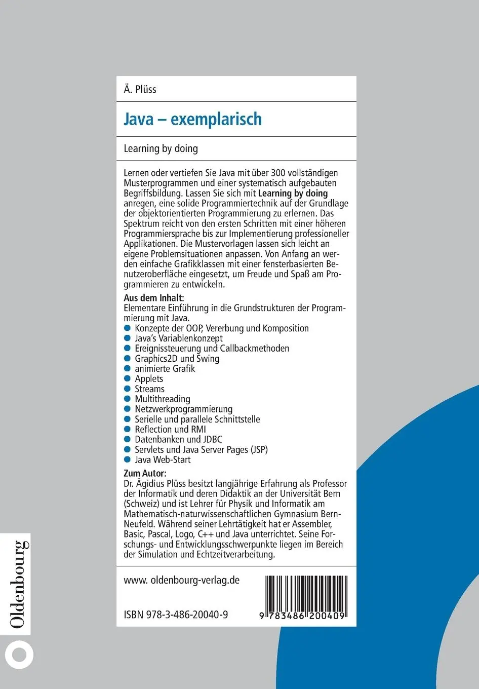 Rückseite: 9783486200409 | Java - exemplarisch | Learning by doing | Ägidius Plüss | Taschenbuch