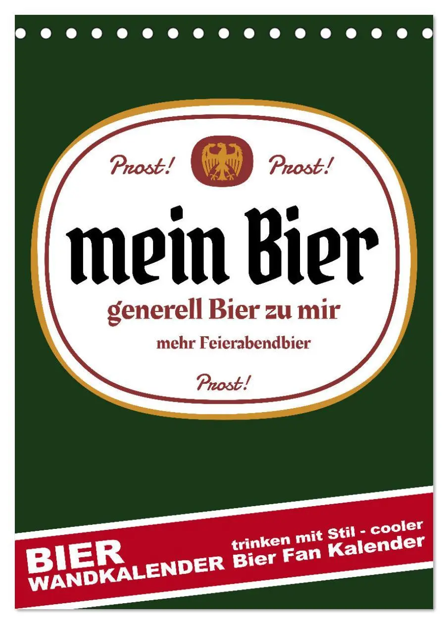 Cover: 9783516370409 | BIER Wandkalender -Trinken mit Stil (Tischkalender 2026 DIN A5...