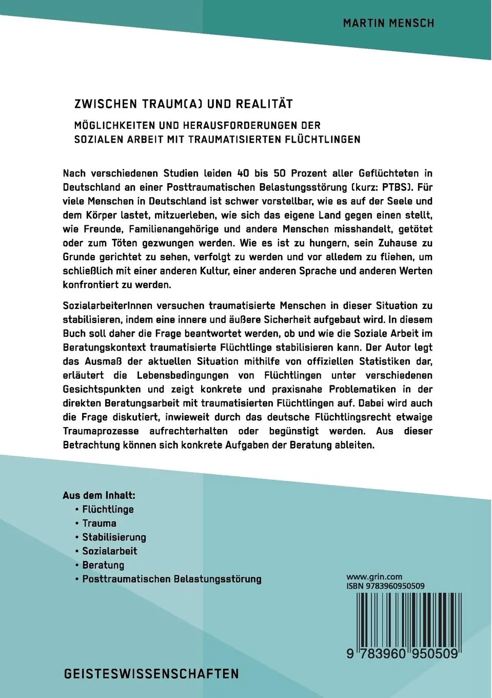 Rückseite: 9783960950509 | Zwischen Traum(a) und Realität. Möglichkeiten und Herausforderungen...