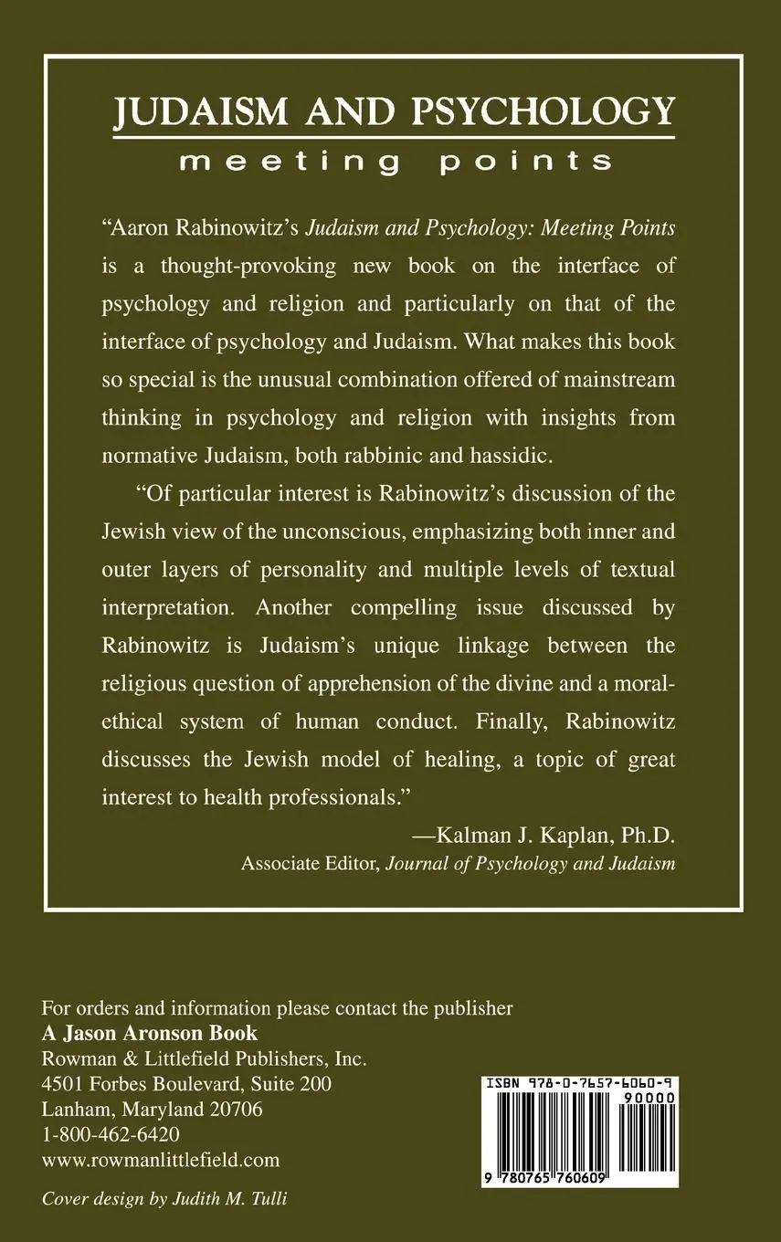 Rückseite: 9780765760609 | Judaism and Psychology | Meeting Points | Aaron Rabinowitz | Buch