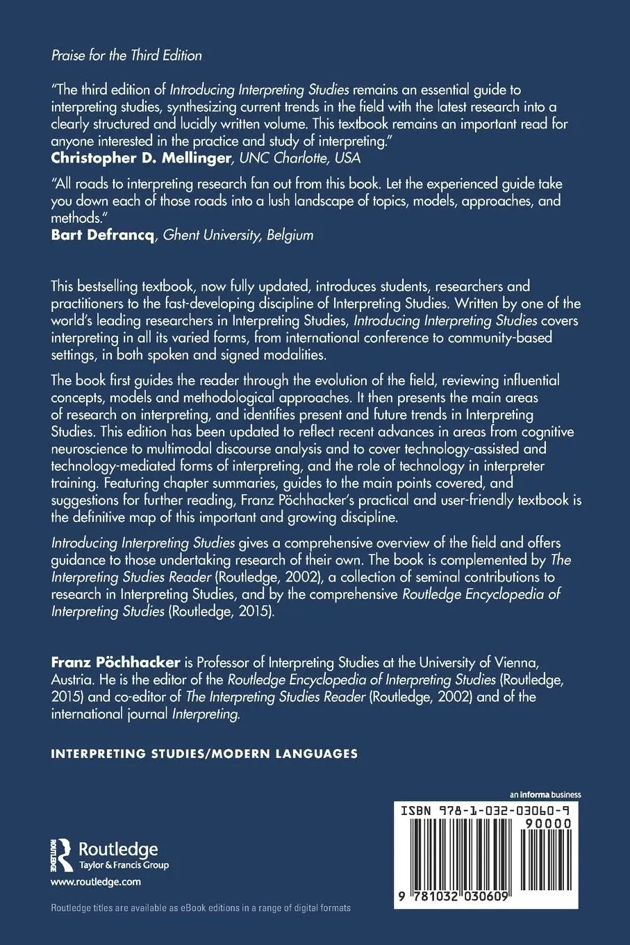 Rückseite: 9781032030609 | Introducing Interpreting Studies | Franz Pöchhacker | Taschenbuch