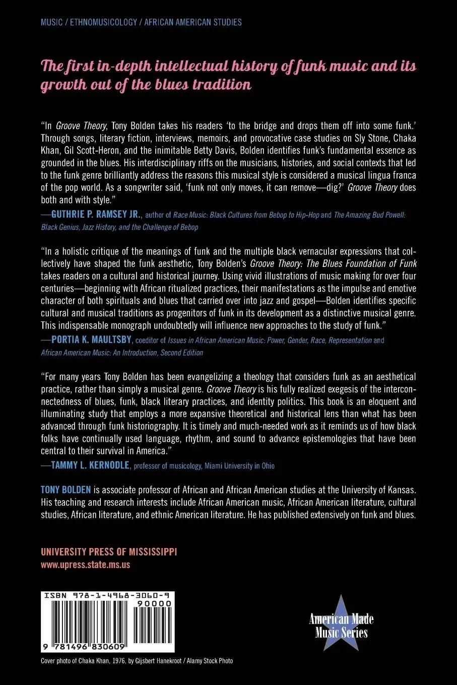 Rückseite: 9781496830609 | Groove Theory | The Blues Foundation of Funk | Tony Bolden | Buch