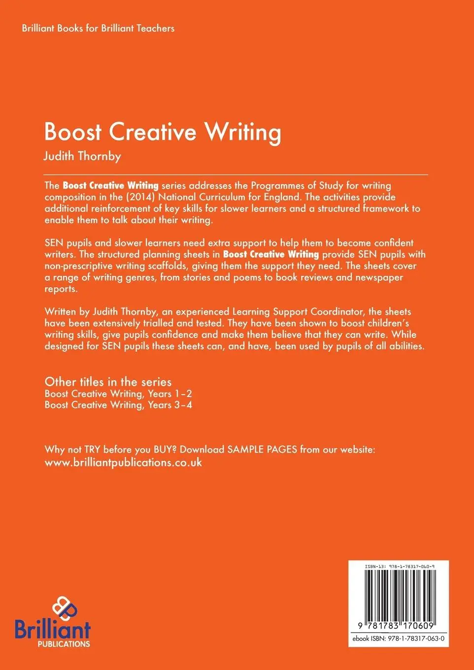 Rückseite: 9781783170609 | Boost Creative Writing-Planning Sheets to Support Writers...