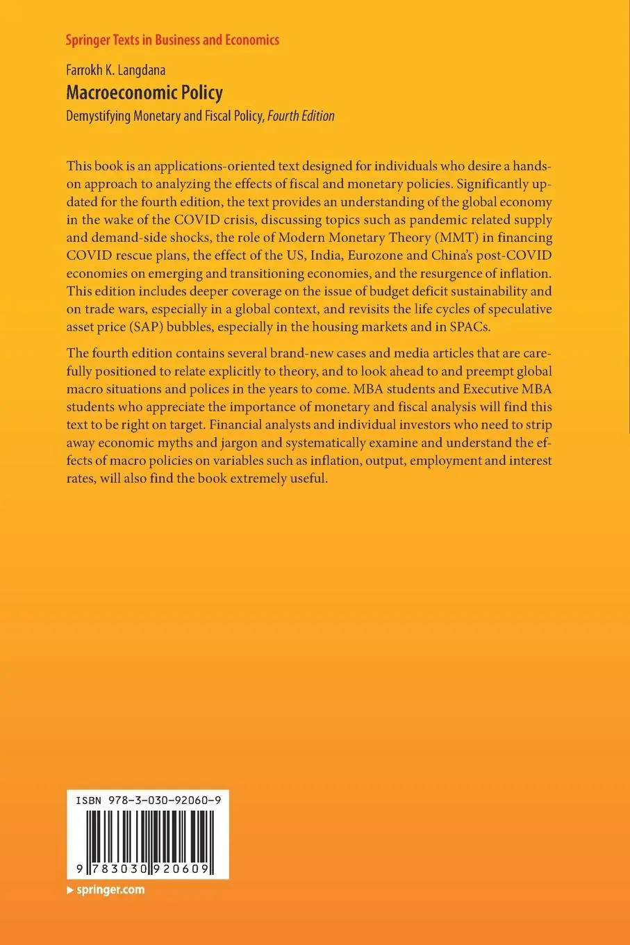 Rückseite: 9783030920609 | Macroeconomic Policy | Demystifying Monetary and Fiscal Policy | Buch
