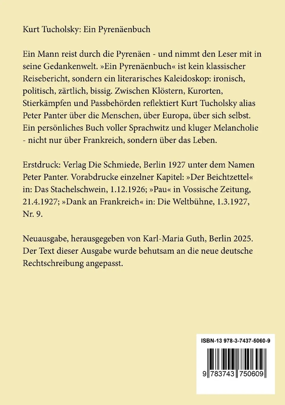 Rückseite: 9783743750609 | Ein Pyrenäenbuch | Kurt Tucholsky | Taschenbuch | 156 S. | Deutsch