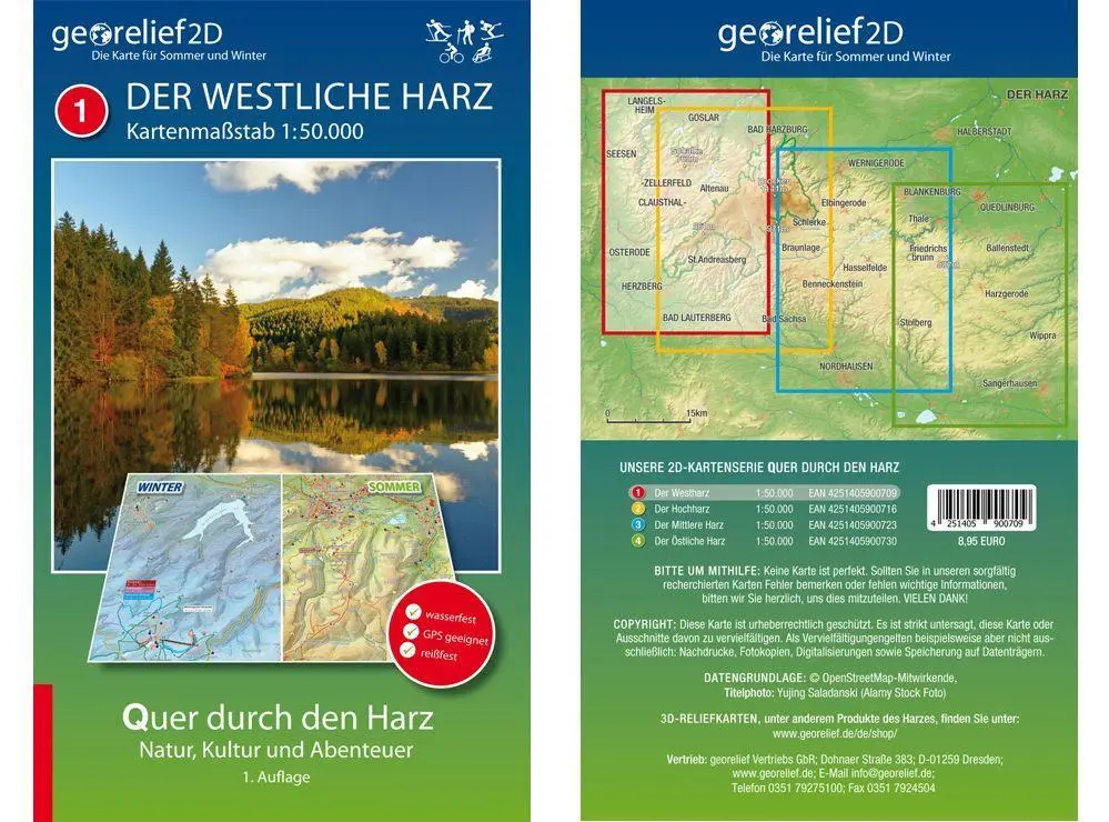 Cover: 4251405900709 | Wanderkarte Der Westliche Harz 1:50.000 | Georelief Dresden | Deutsch