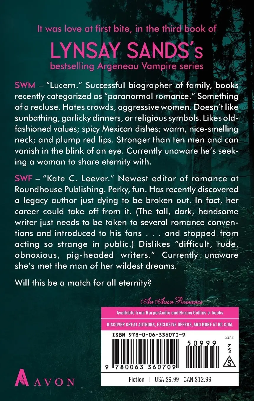 Rückseite: 9780063360709 | Single White Vampire | An Argeneau Novel | Lynsay Sands | Taschenbuch