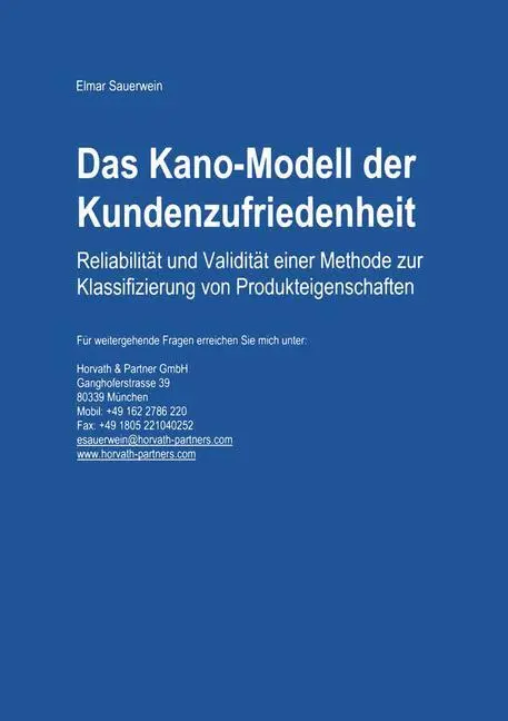 Cover: 9783824470709 | Das Kano-Modell der Kundenzufriedenheit | Elmar Sauerwein | Buch | vii