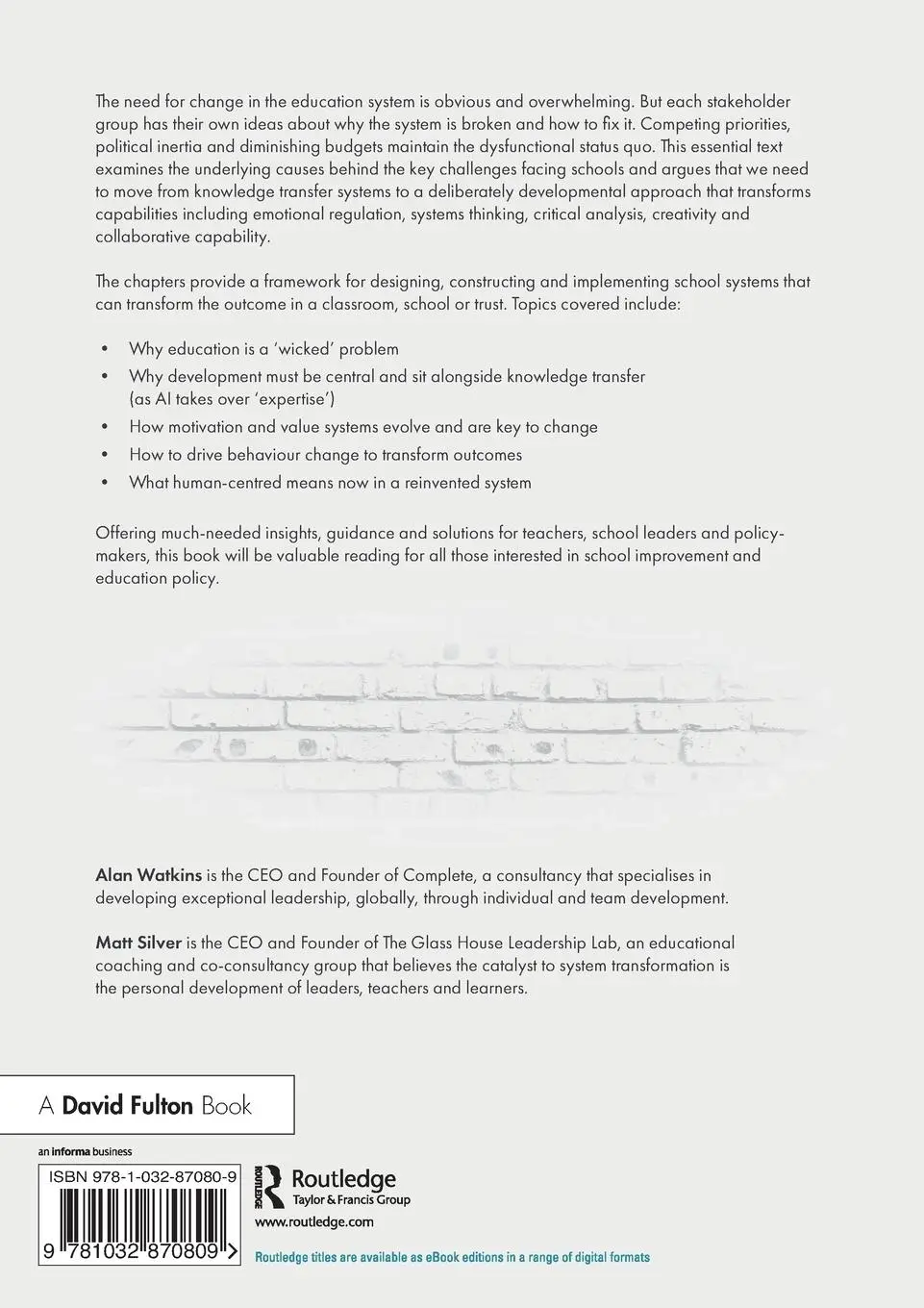 Rückseite: 9781032870809 | Reinventing Education: Beyond the Knowledge Economy | Watkins (u. a.)