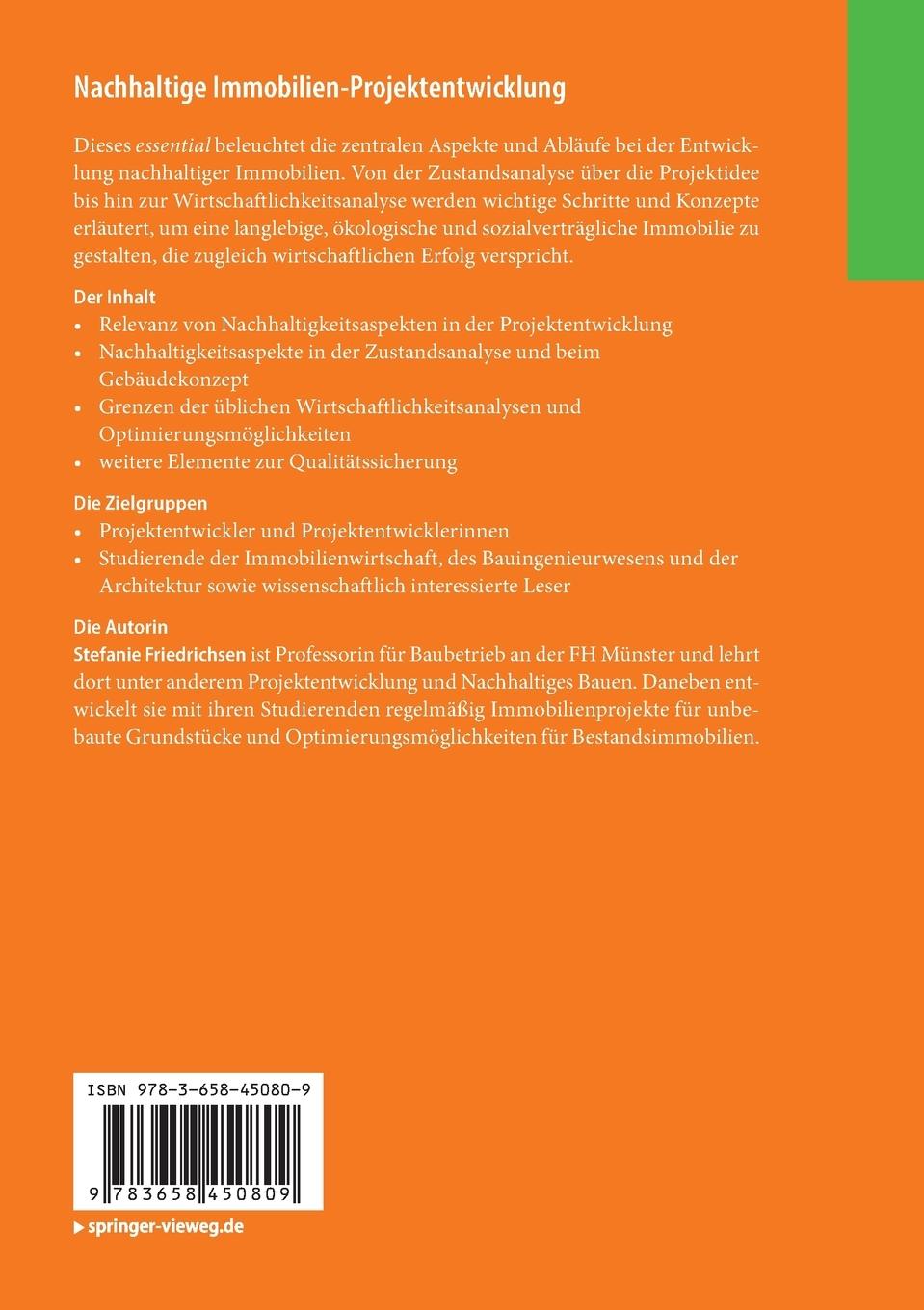 Rückseite: 9783658450809 | Nachhaltige Immobilien-Projektentwicklung | Stefanie Friedrichsen | x