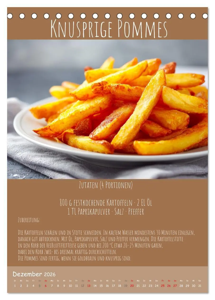 Bild: 9783516700909 | REZEPTE - Kochen in der Heißluftfritteuse (Tischkalender 2026 DIN...