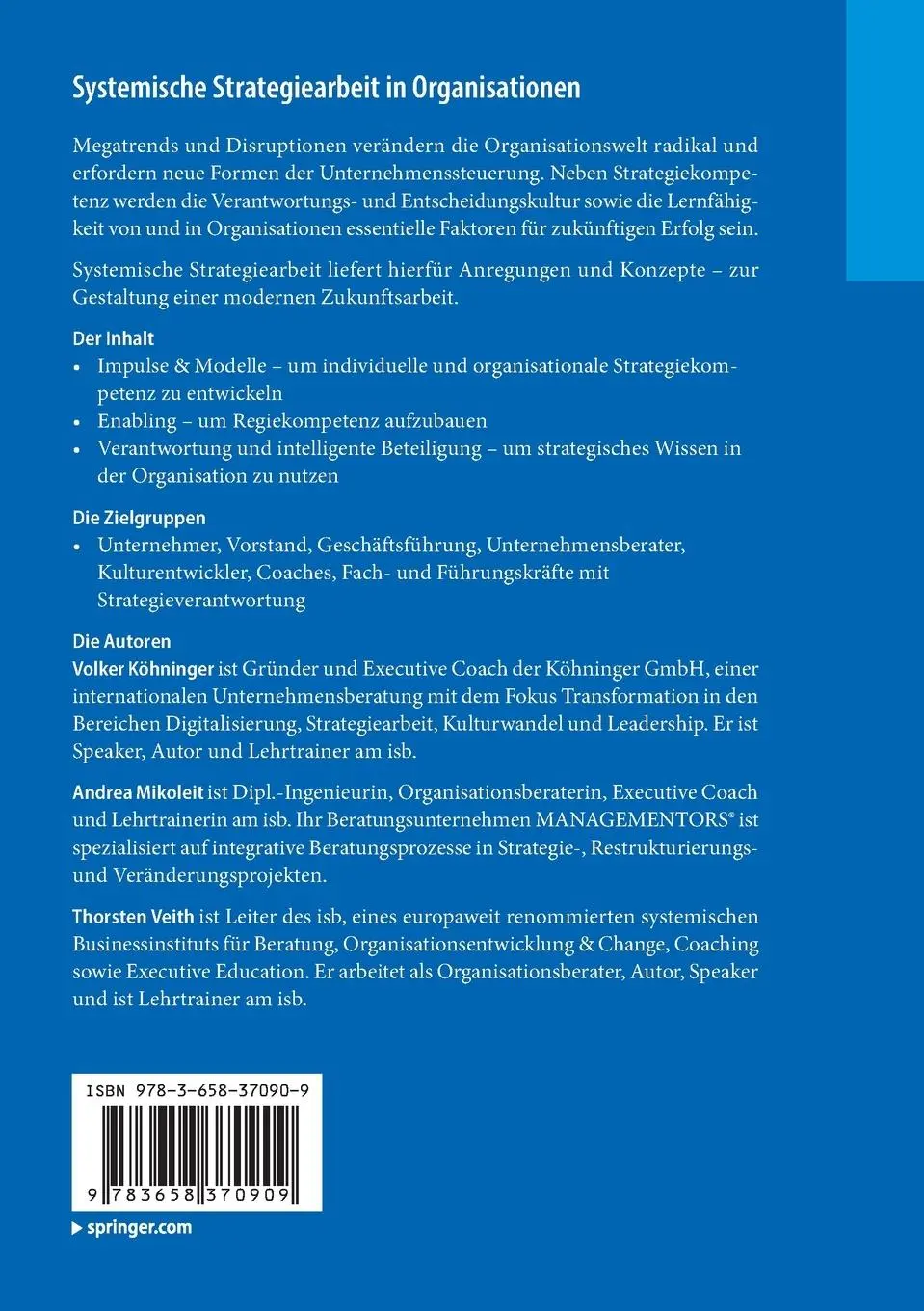 Rückseite: 9783658370909 | Systemische Strategiearbeit in Organisationen | Köhninger (u. a.)