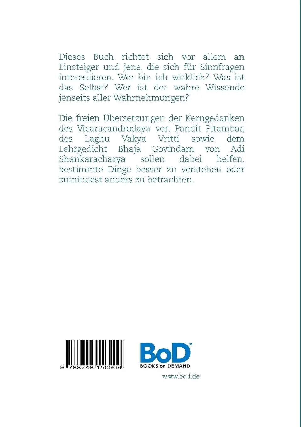 Rückseite: 9783748150909 | Grundlagen des Vedanta | Texte und Illustrationen | Thomas Felber