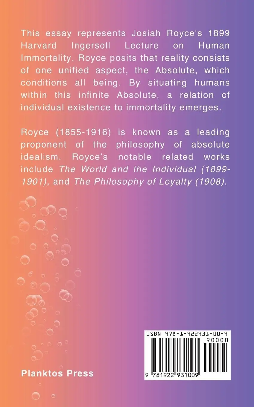 Rückseite: 9781922931009 | Immortality | Josiah Royce | Taschenbuch | Englisch | 2023