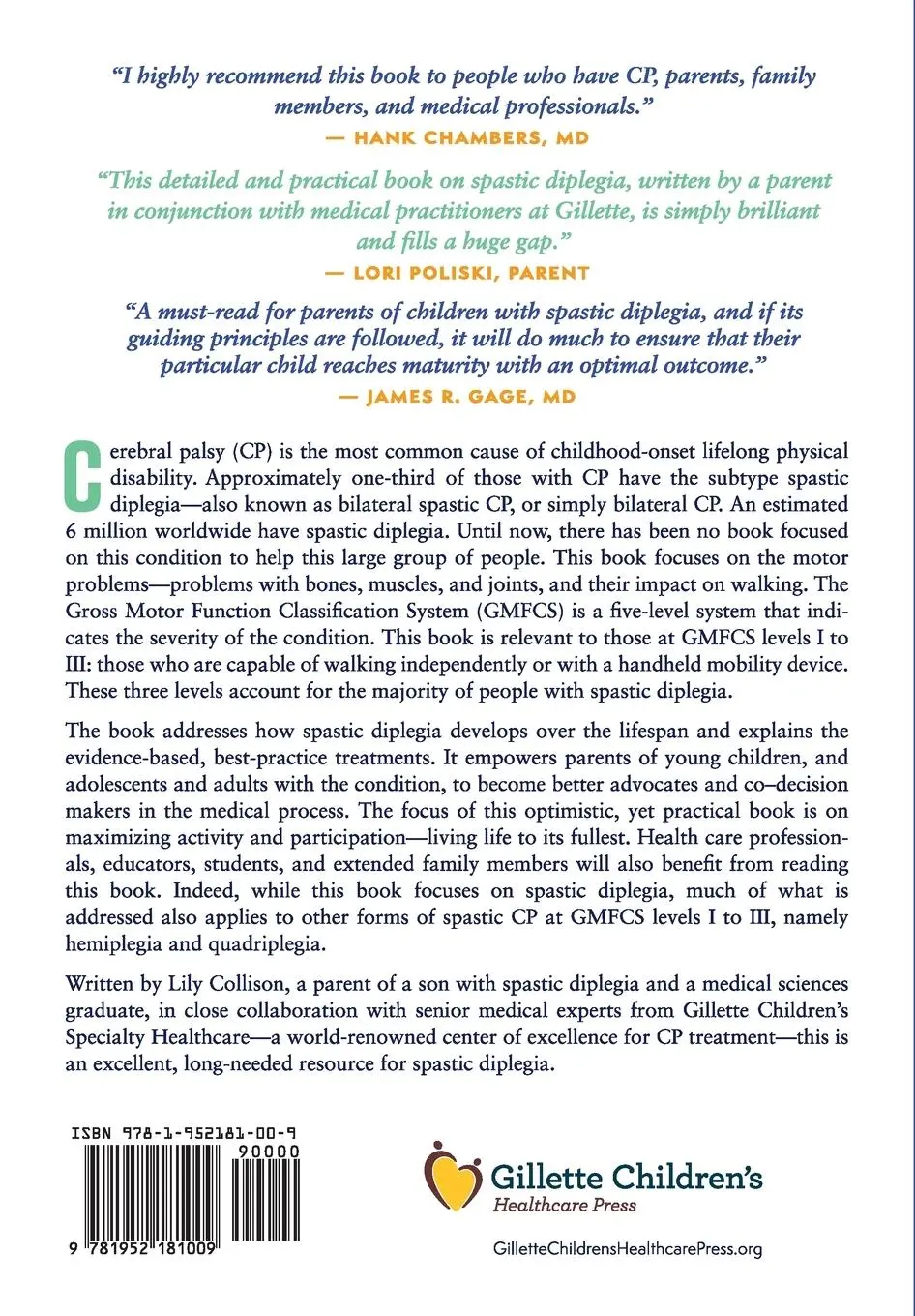Rückseite: 9781952181009 | Spastic Diplegia--Bilateral Cerebral Palsy | Lily Collison Ma Msc