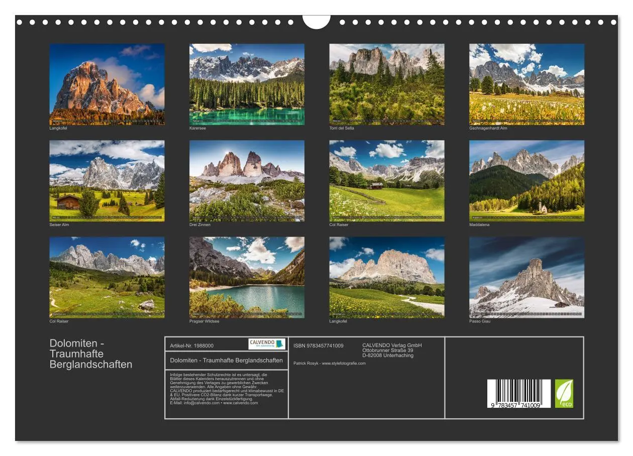 Bild: 9783457741009 | Dolomiten - Traumhafte Berglandschaften (Wandkalender 2026 DIN A3...