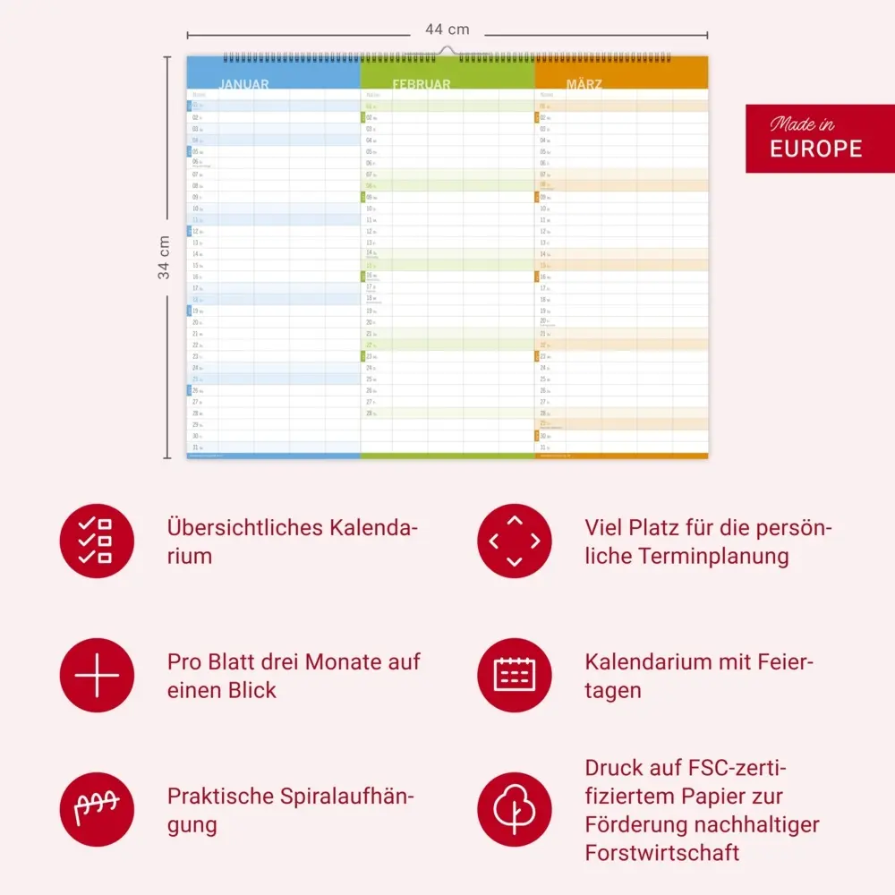 Bild: 9783756411009 | 3-Monats-Familienplaner 2026 | Kalender | Bürokalender Heye | 6 S.