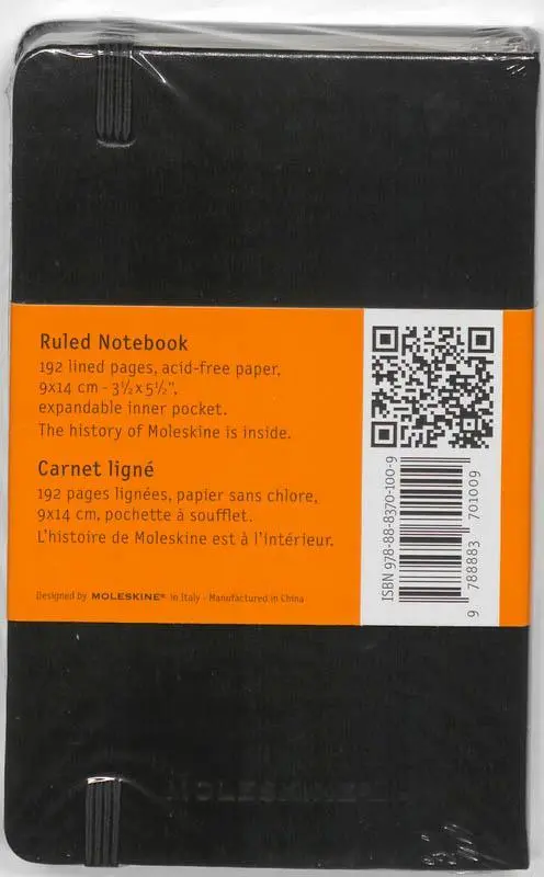 Rückseite: 9788883701009 | Moleskine. Ruled notebook | Moleskine | Notizbuch | Lesebändchen