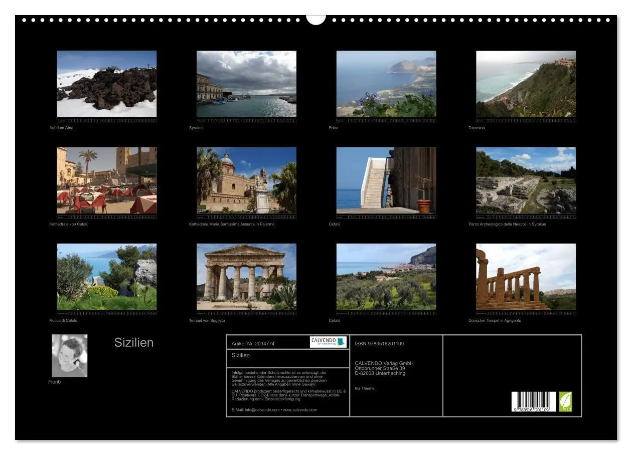 Bild: 9783516201109 | Sizilien (Wandkalender 2026 DIN A2 quer), CALVENDO Monatskalender