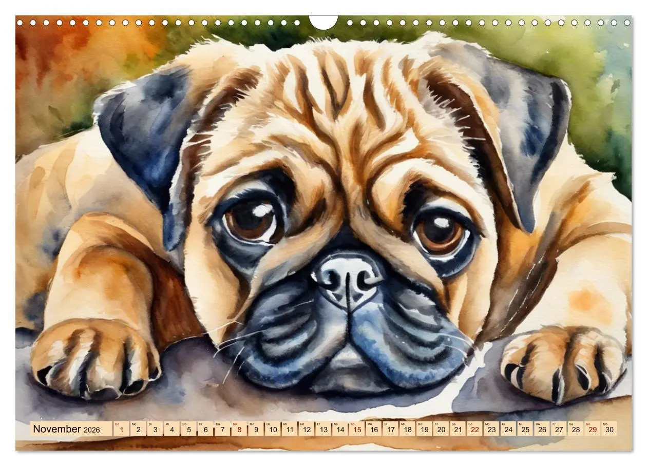 Bild: 9783457411209 | Knuffige Möpse (Wandkalender 2026 DIN A3 quer), CALVENDO...