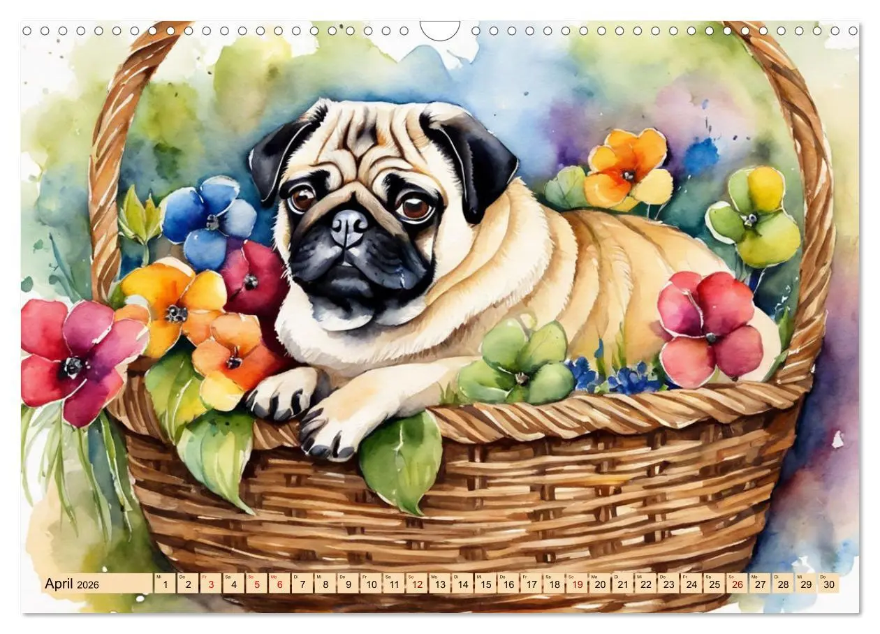 Bild: 9783457411209 | Knuffige Möpse (Wandkalender 2026 DIN A3 quer), CALVENDO...